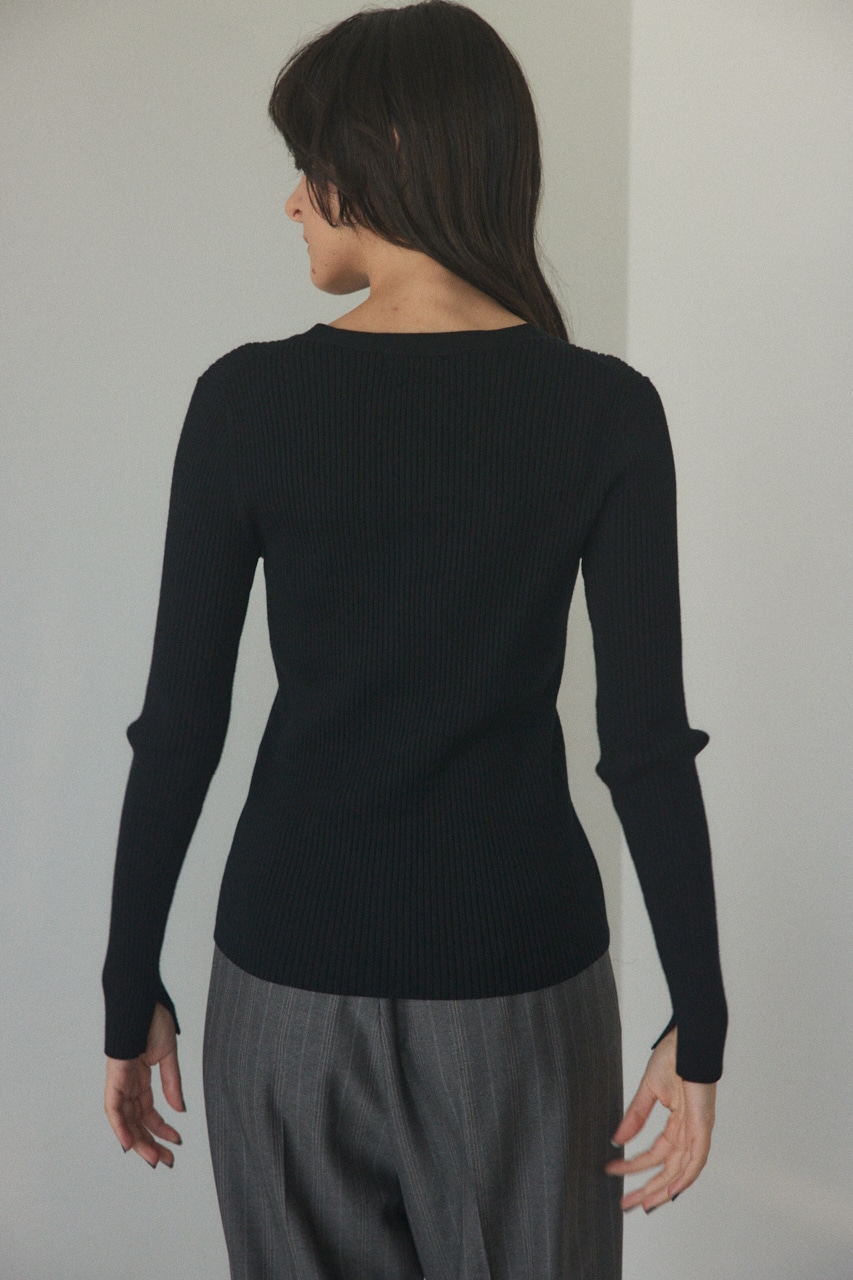 washable rib cardigan BLK FREE