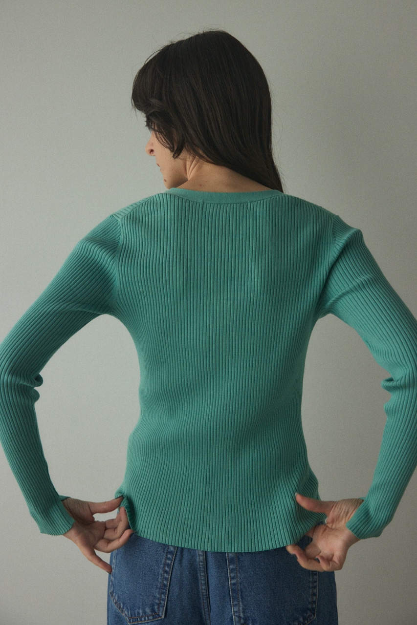 washable rib cardigan L/GRN FREE