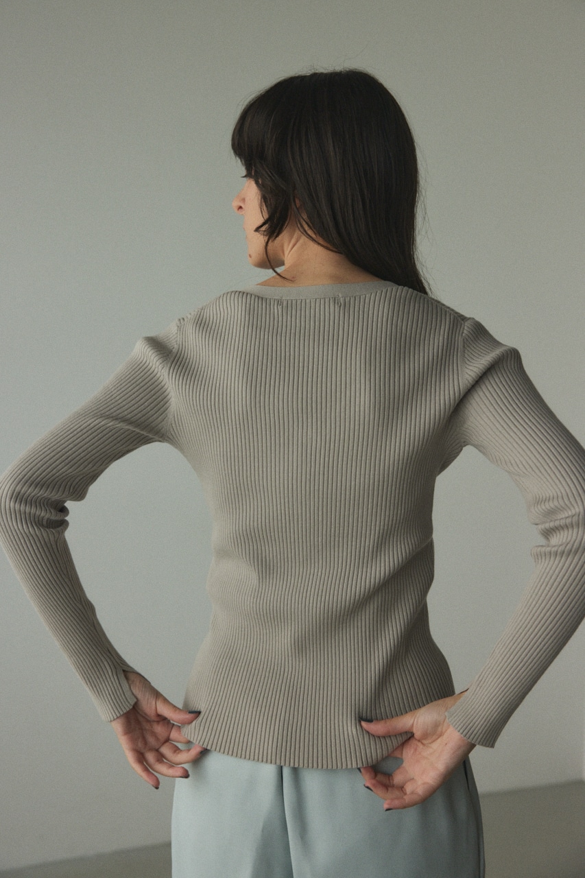 washable rib cardigan L/GRY FREE