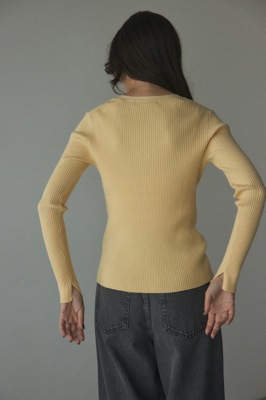 washable rib cardigan L/YEL FREE