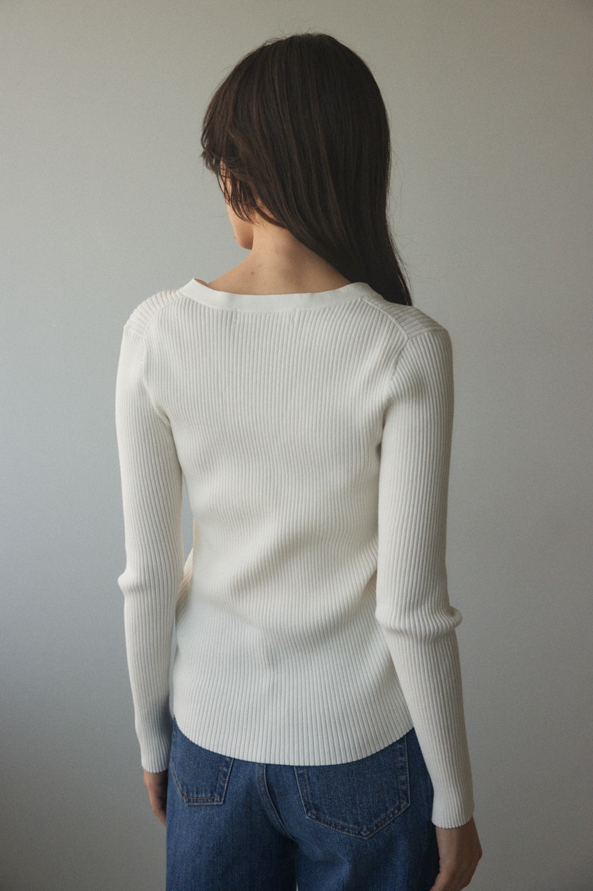 washable rib cardigan O/WHT FREE