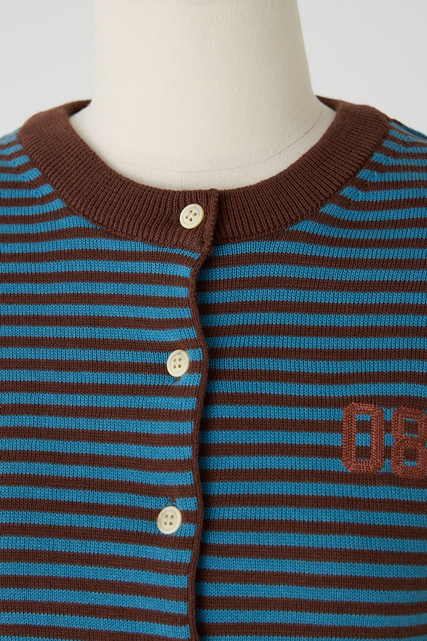 【GREEN BUTTER】Washable Stripe Cotton カーディガン BRN FREE