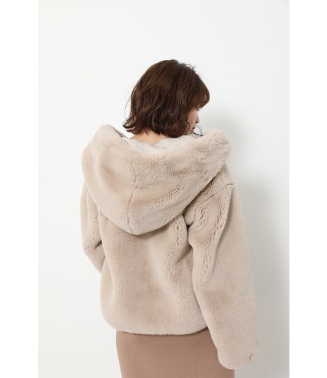 rienda | Faux Fur Hoodie Short CT (コート ) |SHEL