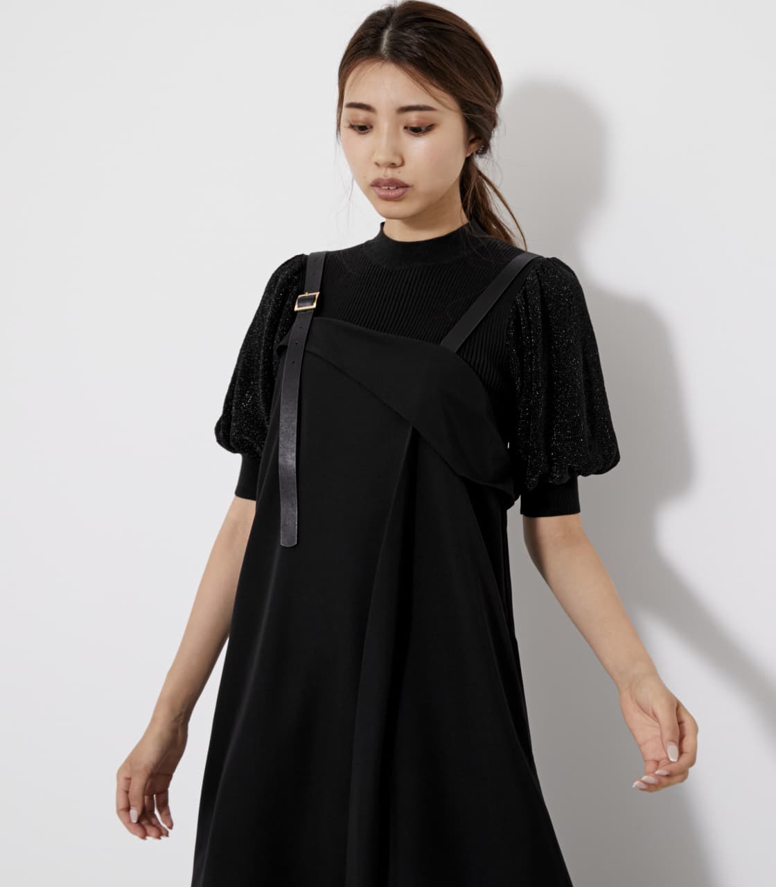 rienda | アシンメトリーFレザーサスペンダーSK (スカート(ミディアム  