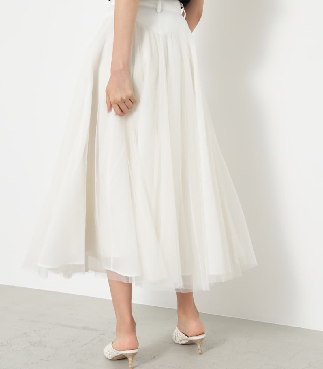 rienda | Denim Mix Tulle J／W SK (スカート(ミディアム) ) |SHEL  