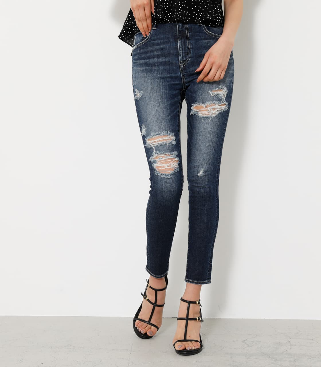 rienda | Crash DENIM J／W アンクルスキニー PT (スキニー ) |SHEL  