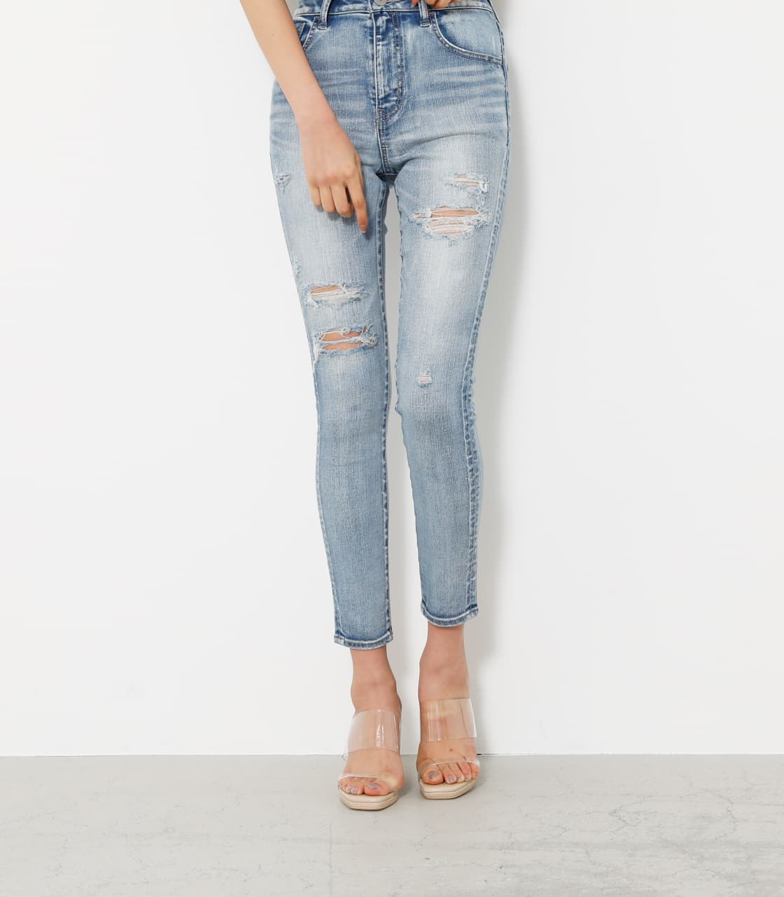 rienda | Crash DENIM J／W アンクルスキニー PT (スキニー ) |SHEL  