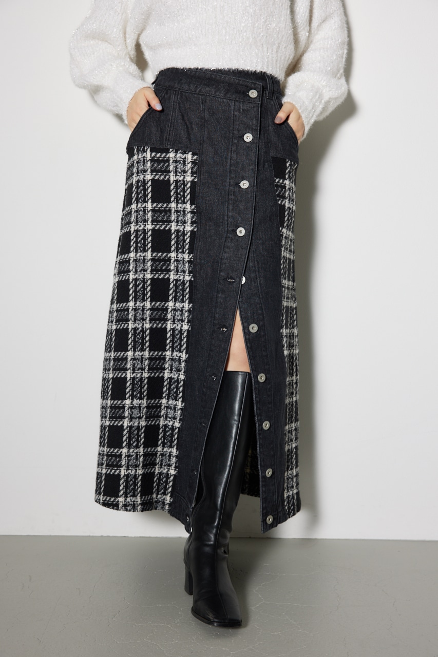 マルチパターンジャストウエストAラインスカート BLK S