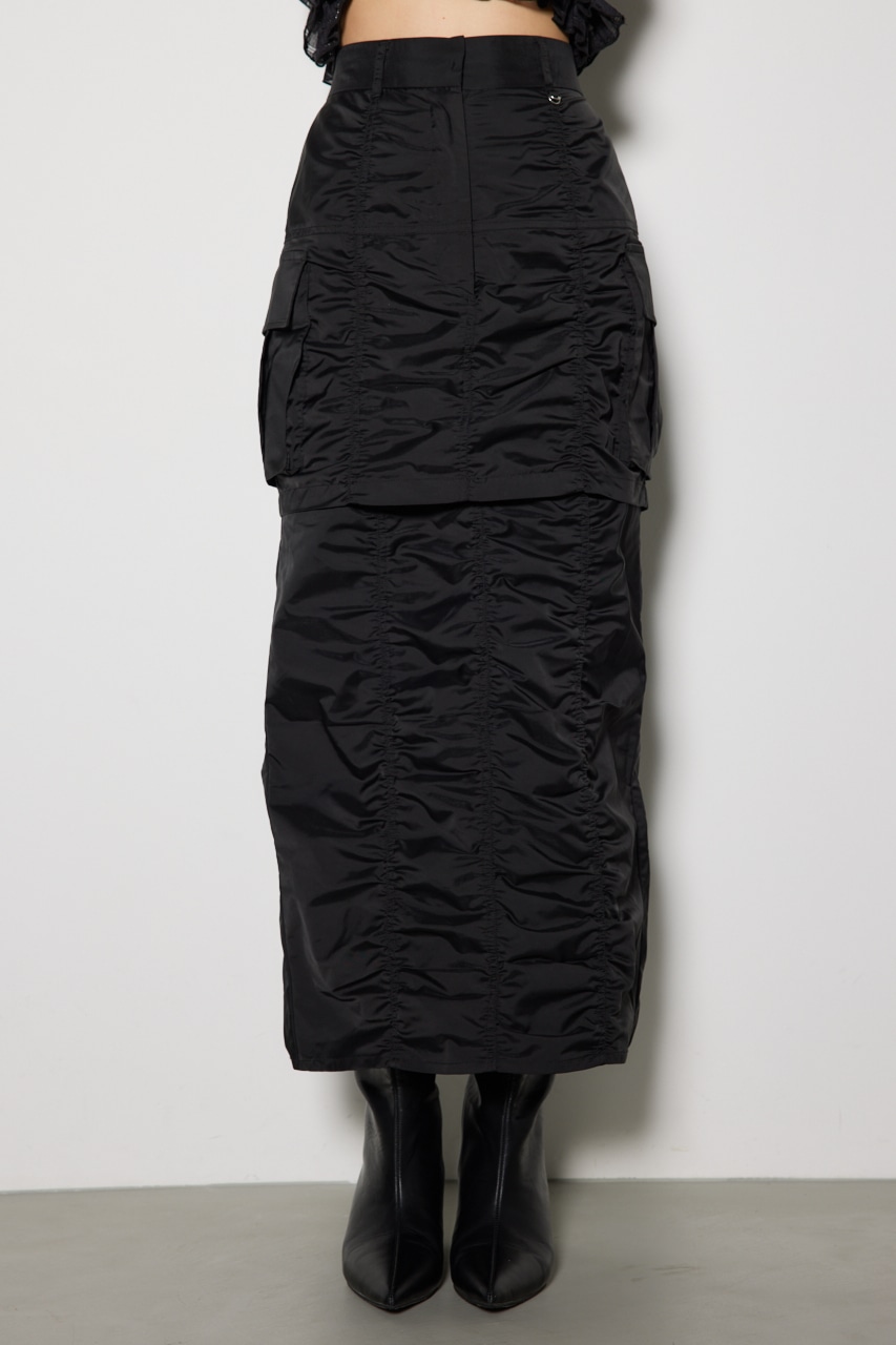 レイヤードカーゴジャストウエストスカート BLK S