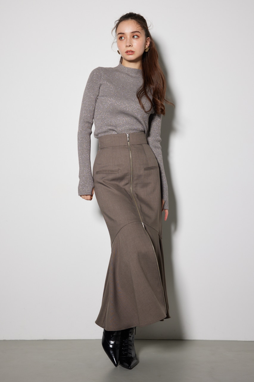 サムホール付きウォッシャブルハイネック ニット トップス L/BRN S