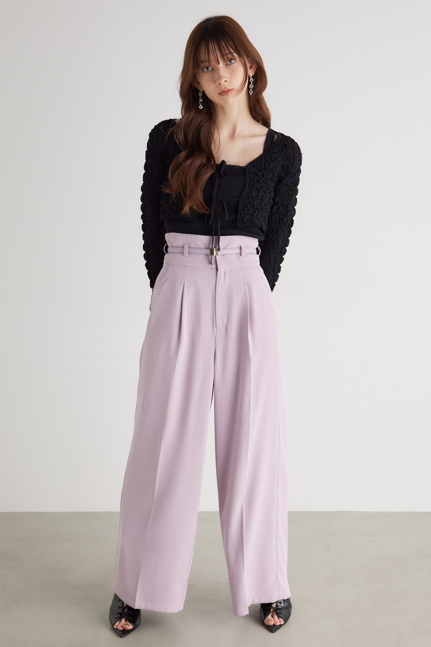 シャーリングカーデSET Knit TOP BLK FREE