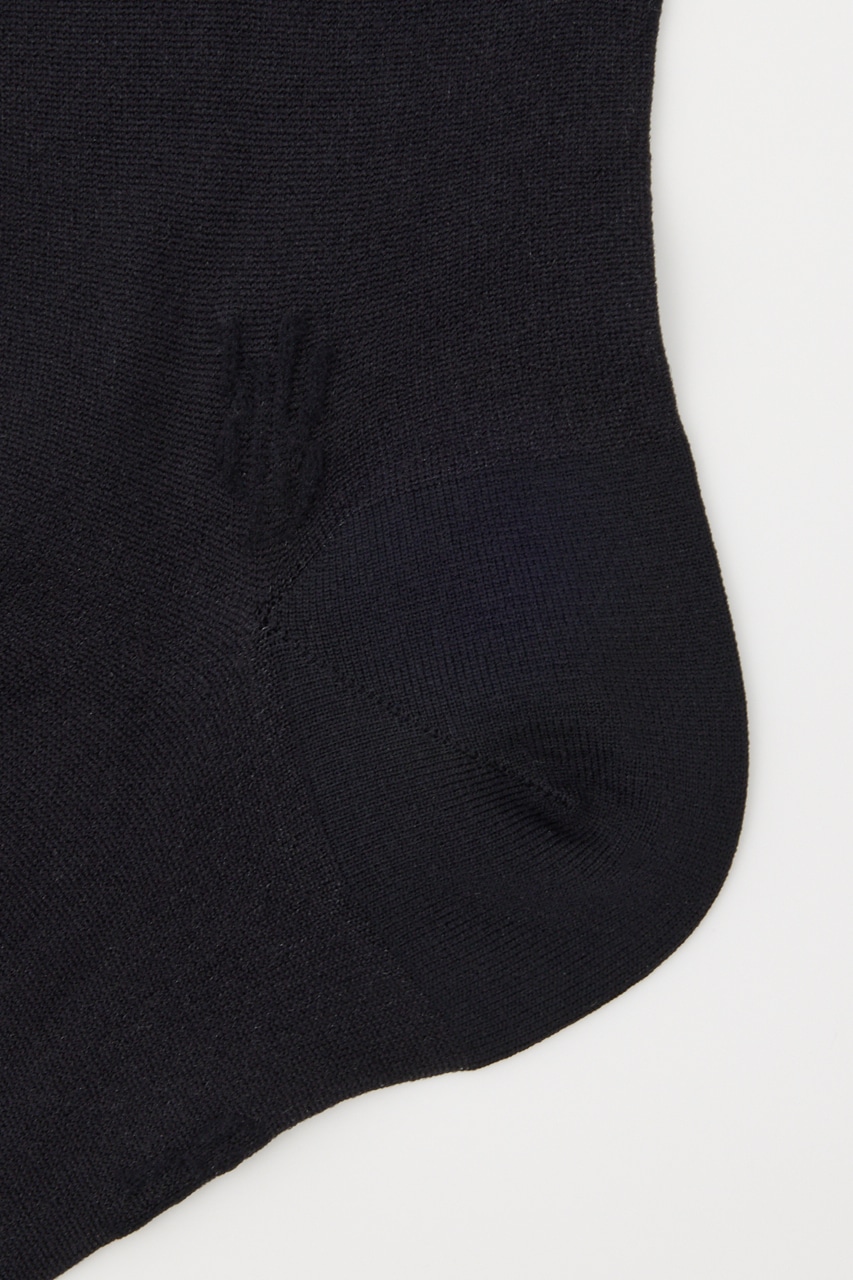 ロゴポイント刺繍シアーソックス BLK FREE