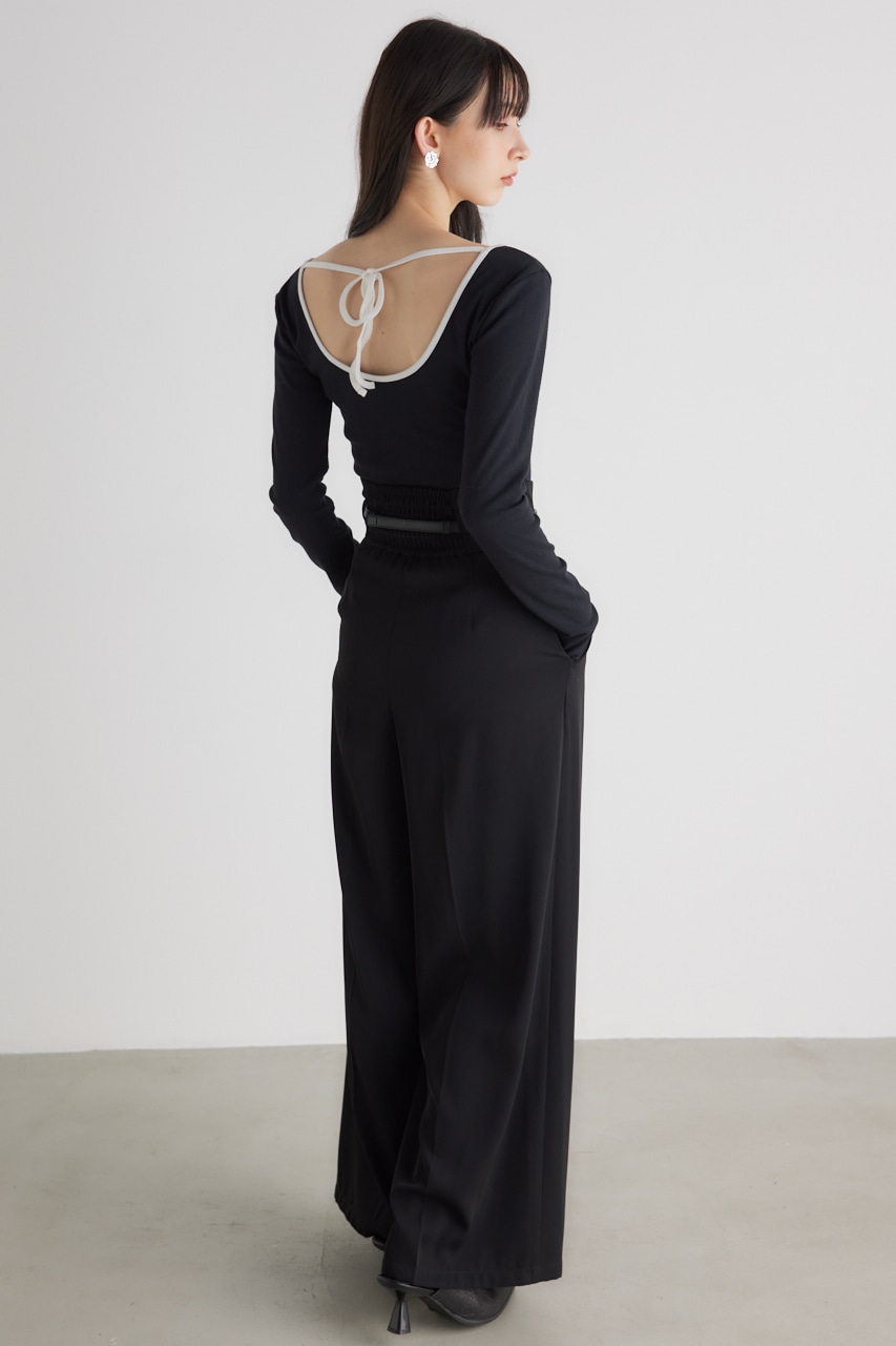 【WEB限定】バイカラーバックリボンロンT BLK FREE