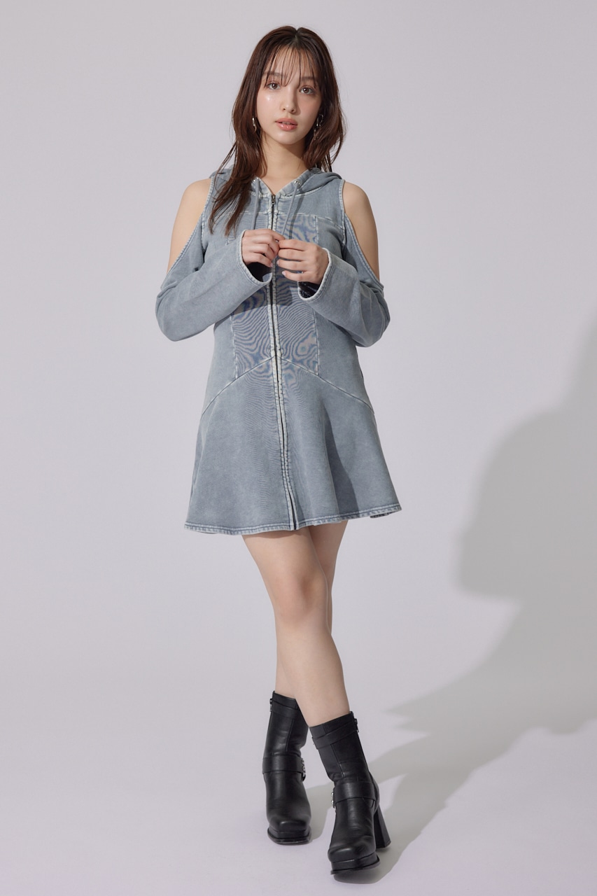 フードマーメイドワンピース BLU FREE