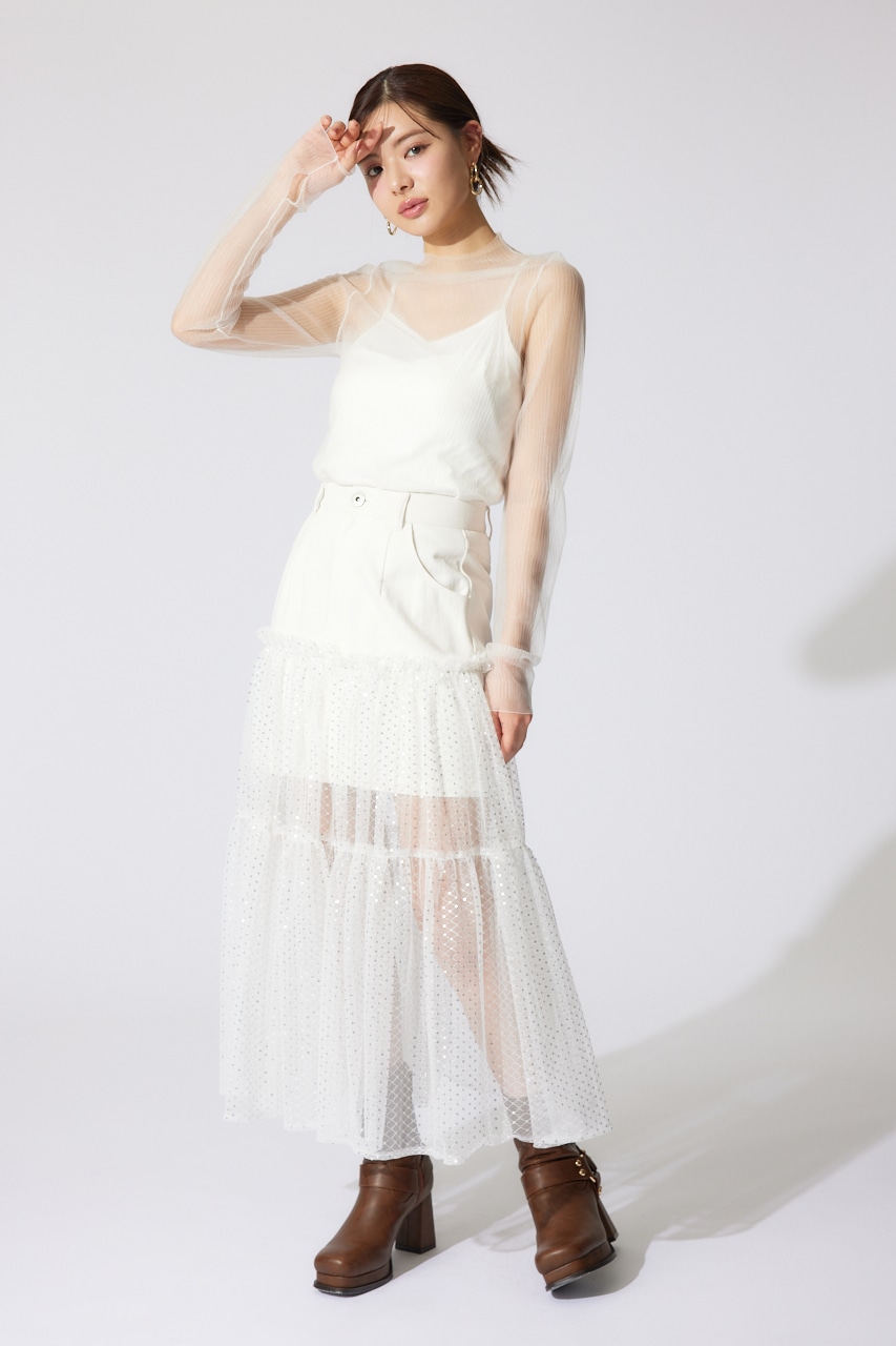 ランダムリブシアーニットトップス WHT FREE