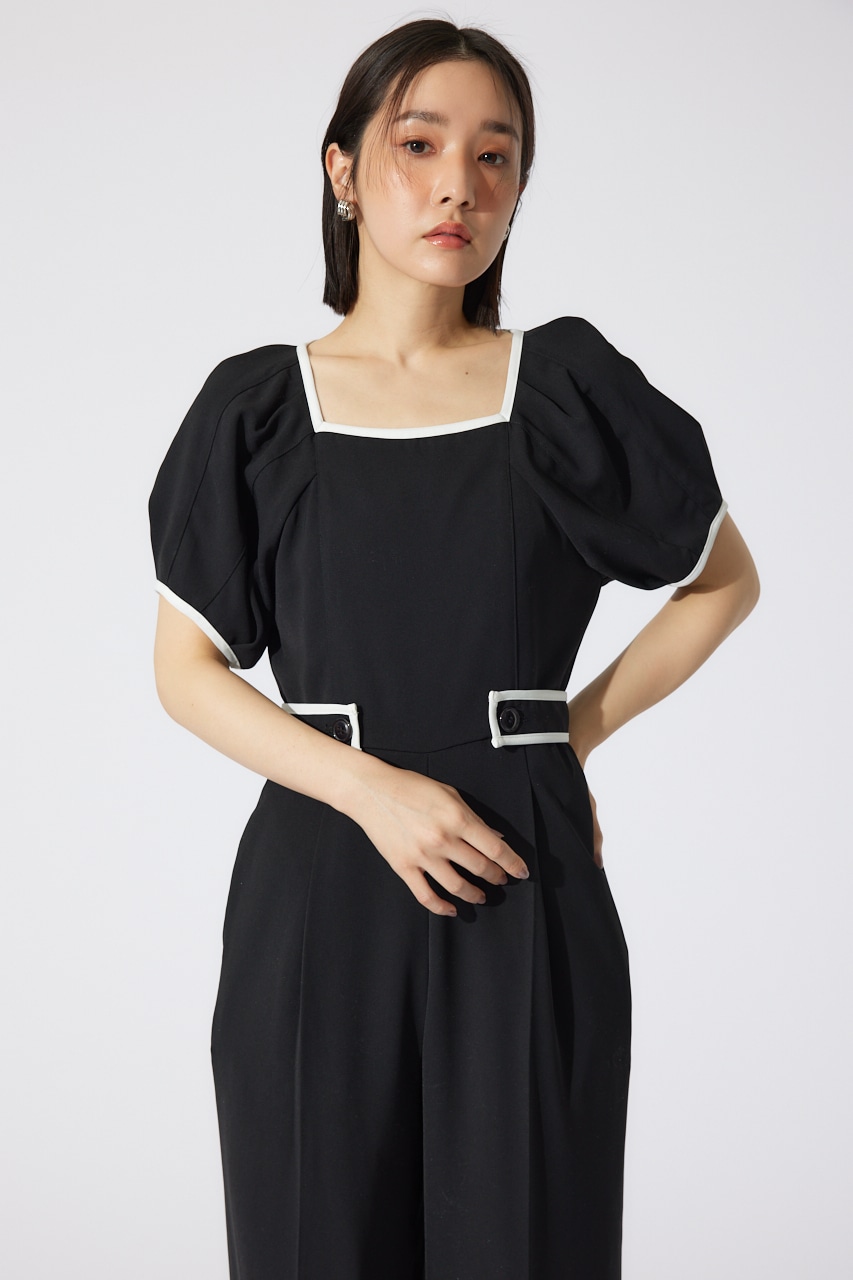 バイカラーロンパース BLK S