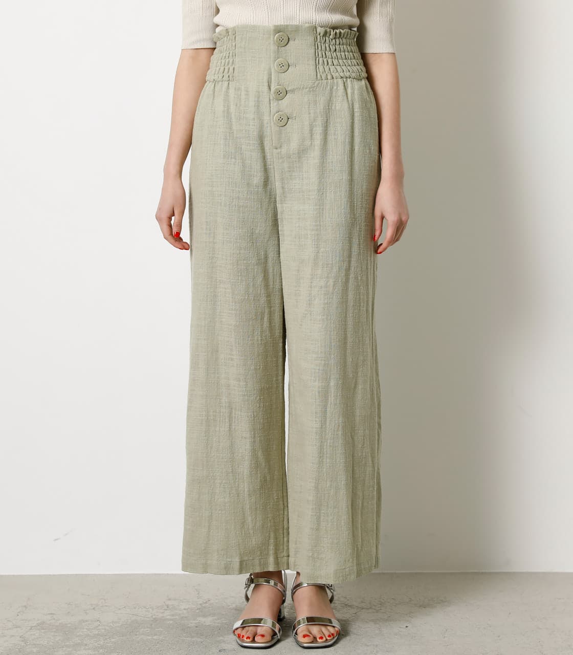 AZUL】リラックスボタンパンツ