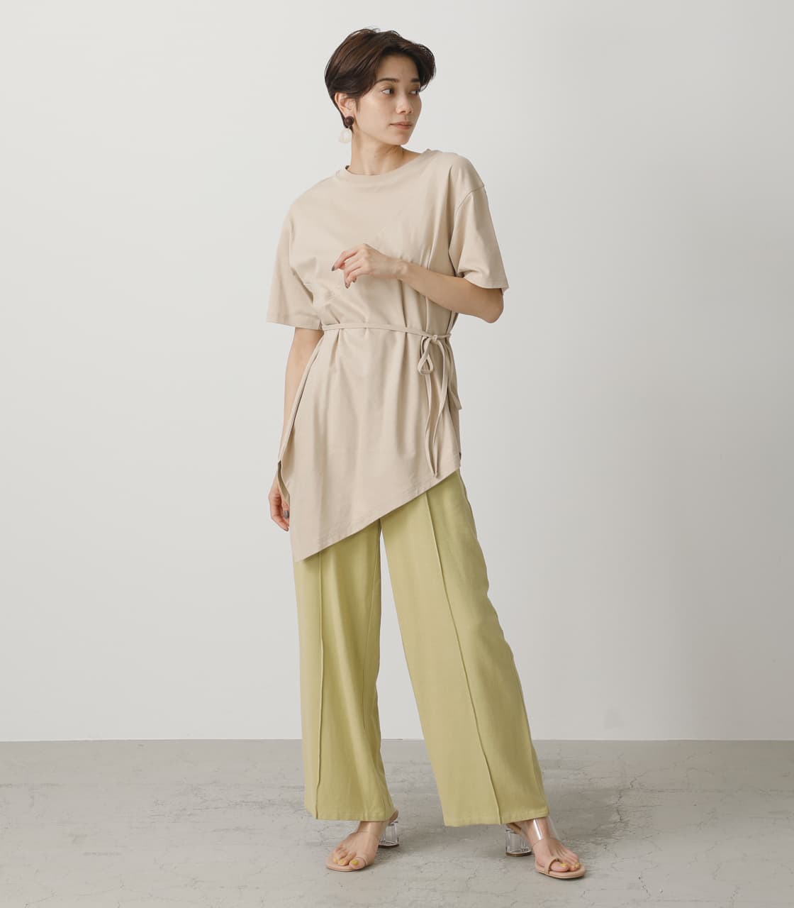 LAYERED LIKE TUNIC TOPS(S O/WHT): Tシャツ・カットソー(半袖 