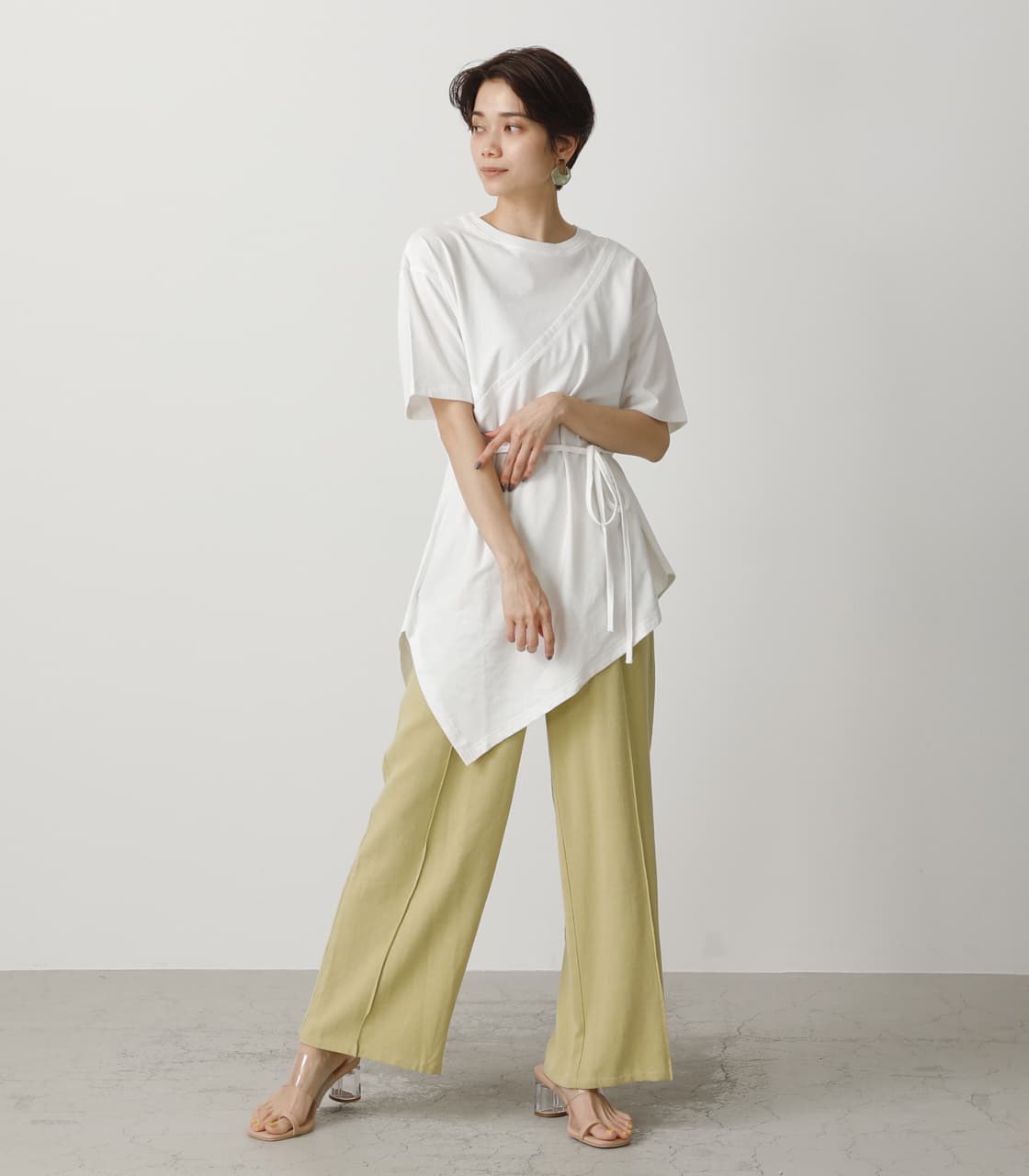 LAYERED LIKE TUNIC TOPS(S O/WHT): Tシャツ・カットソー(半袖 