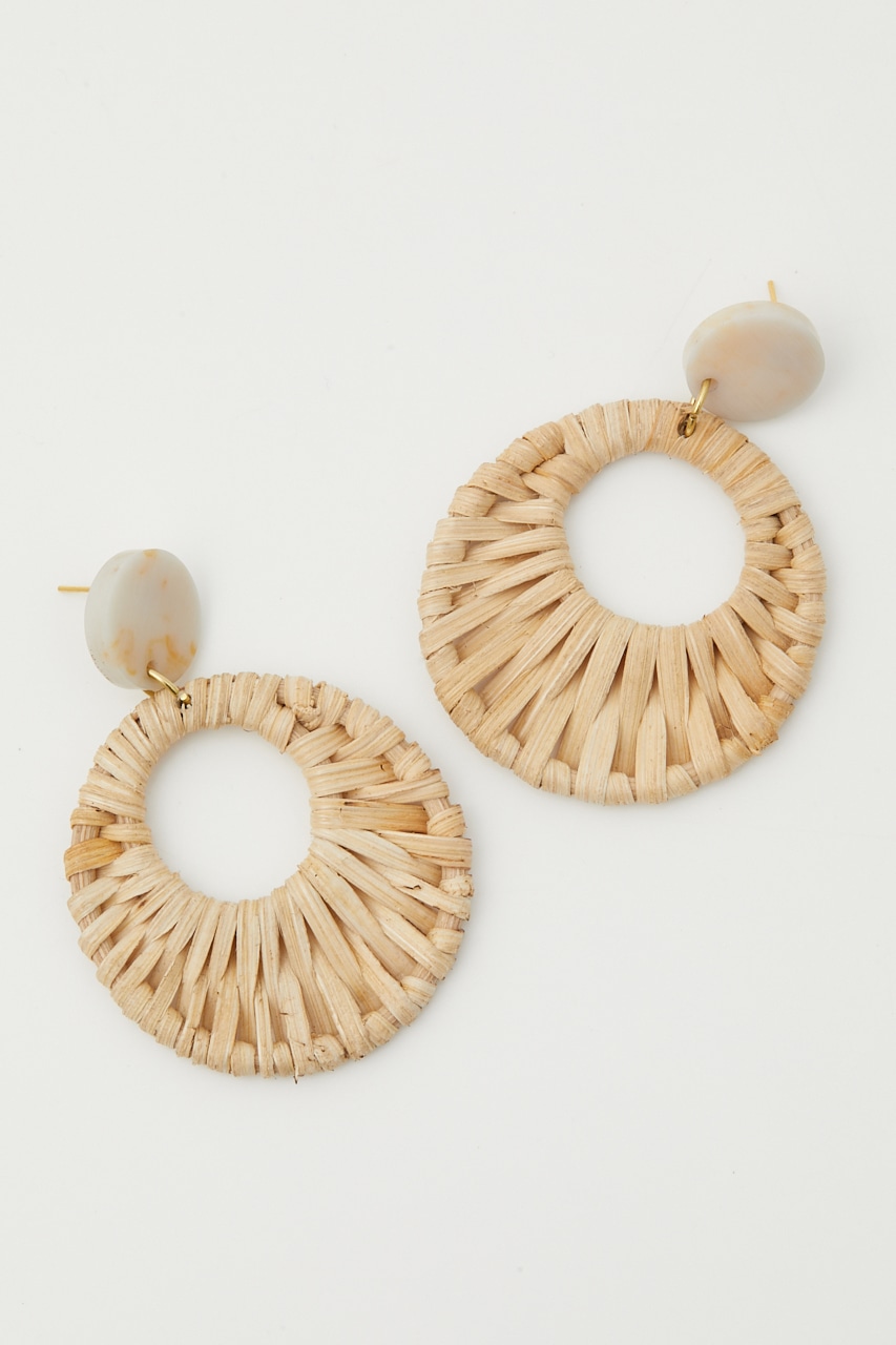 AZUL BY MOUSSY | MARBLE ROUND RATTAN EARRINGS (ピアス・イヤリング 
