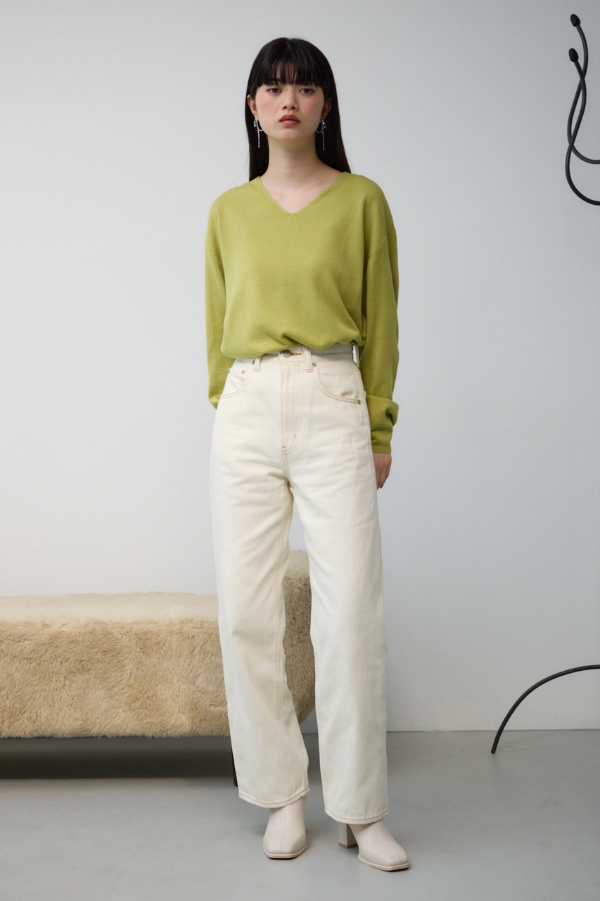 ヌーディー2WAYVネックニットトップス LIME S