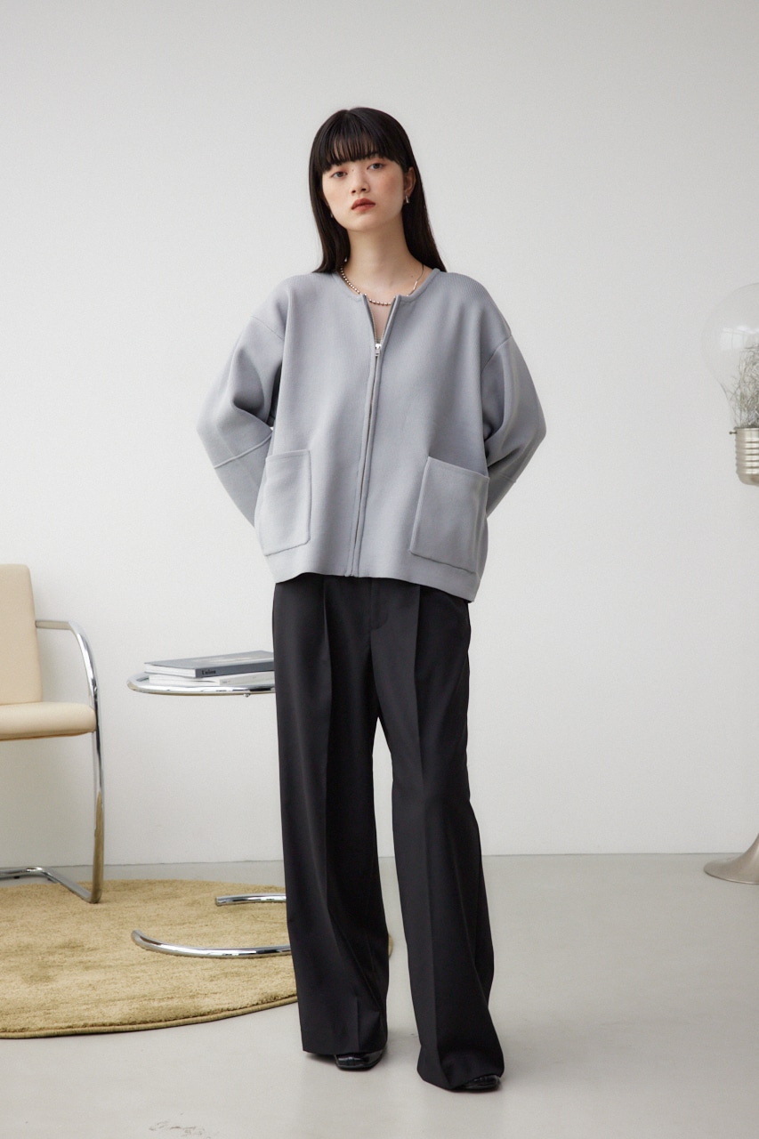 フォルムジップアップニットカーディガン GRY FREE