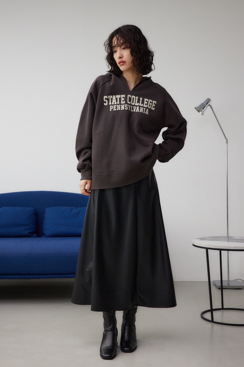 カレッジプリントスウェットパーカー C.GRY FREE