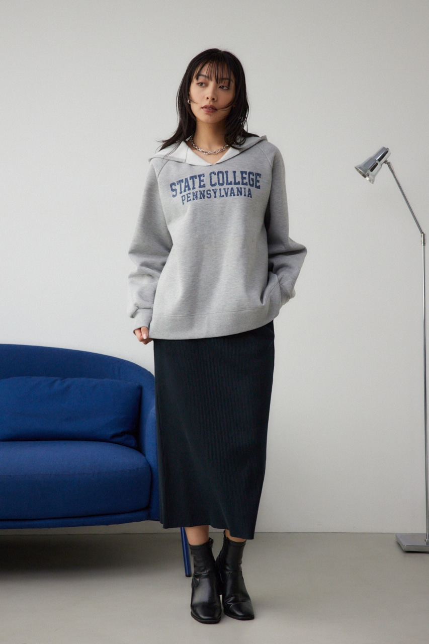 カレッジプリントスウェットパーカー T.GRY FREE