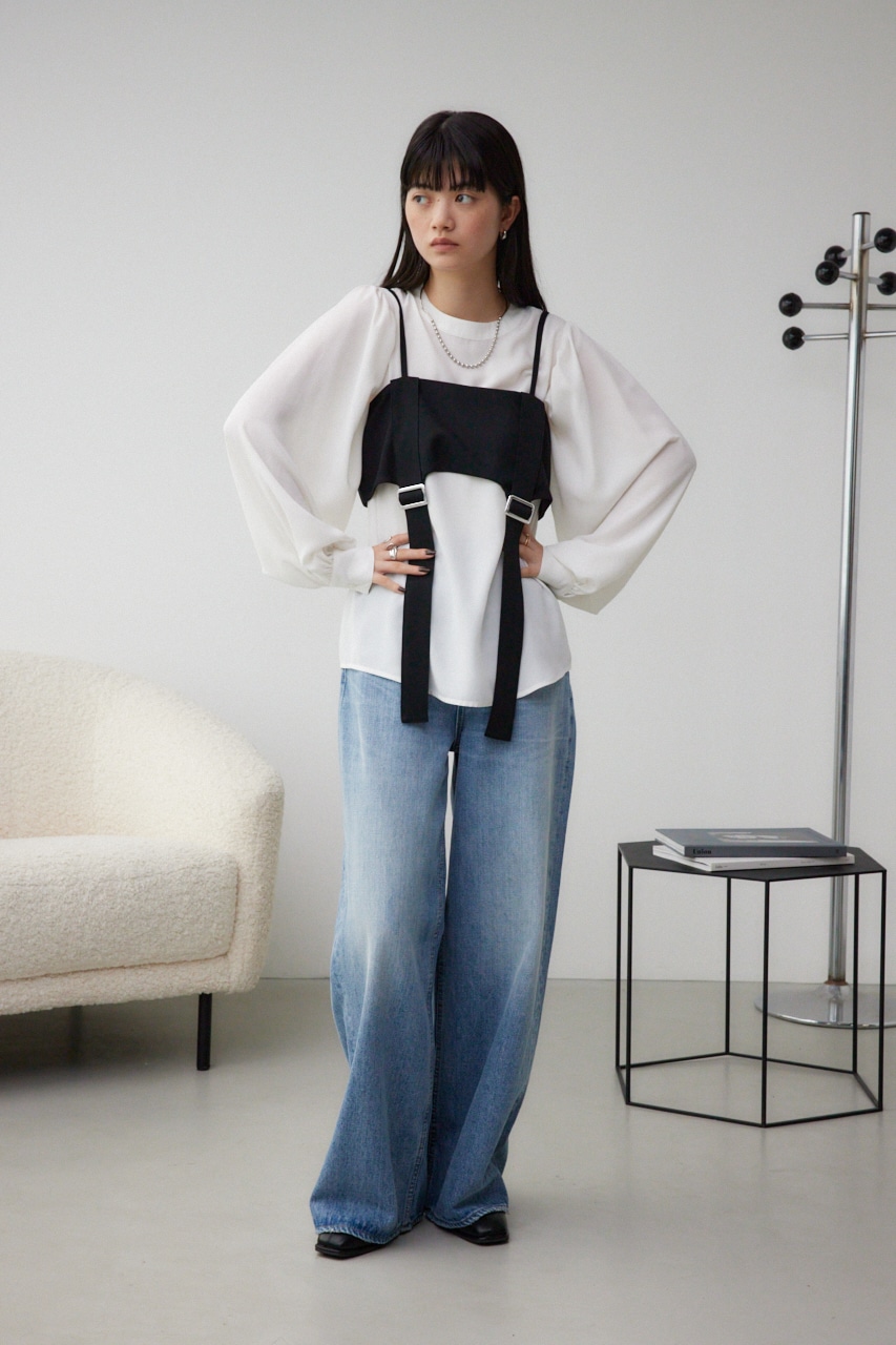 ガータービスチェレイヤードトップス BLK FREE