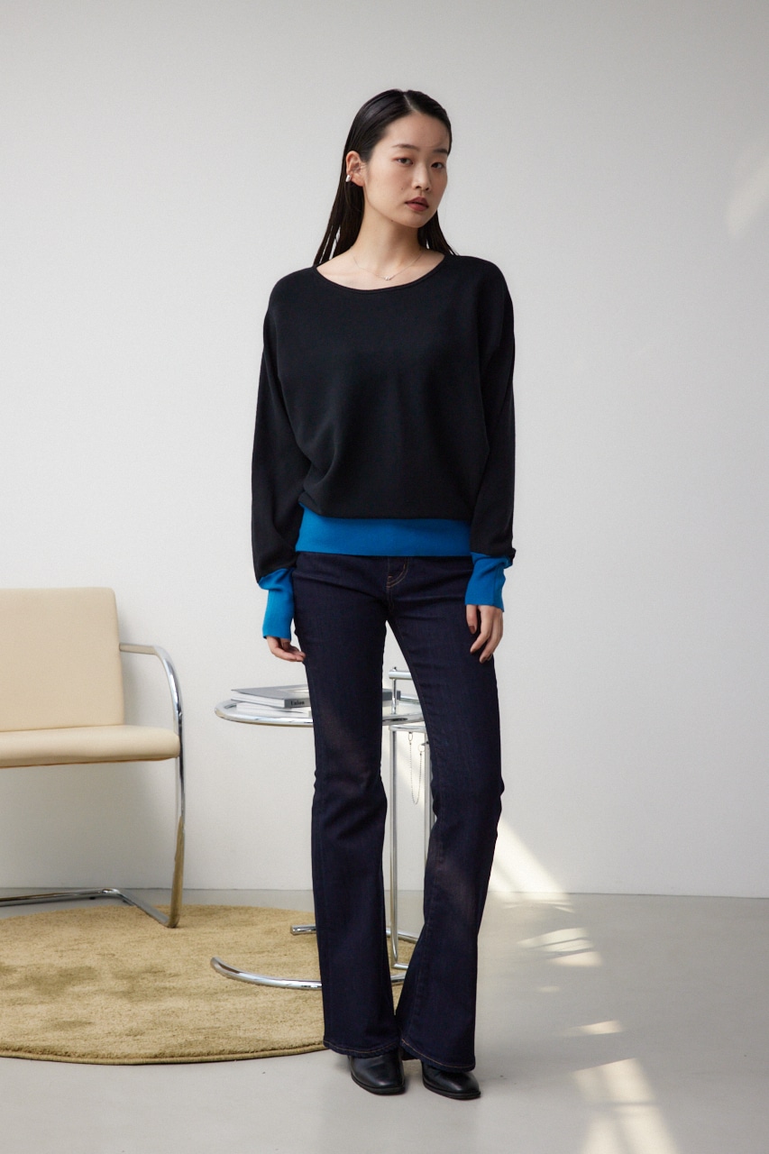 バイカラードルマンニットプルオーバー BLK FREE