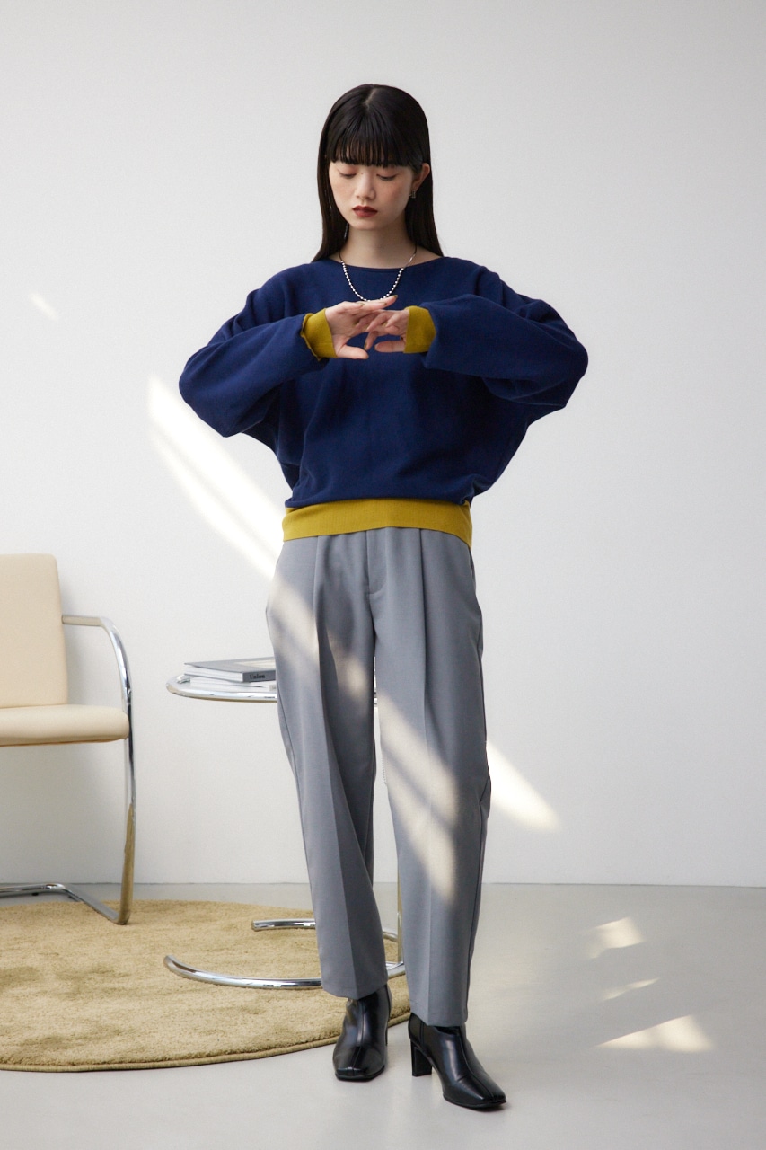 バイカラードルマンニットプルオーバー NVY FREE