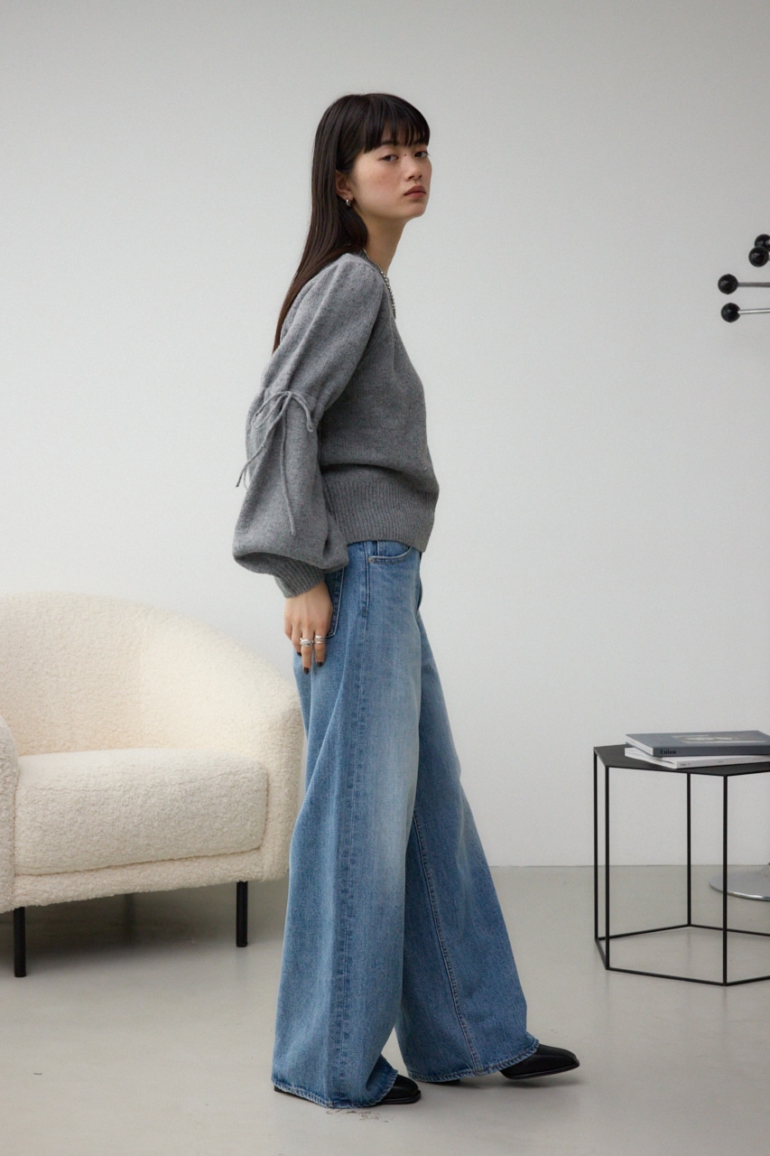 袖リボンデザインニット D/T.GRY FREE