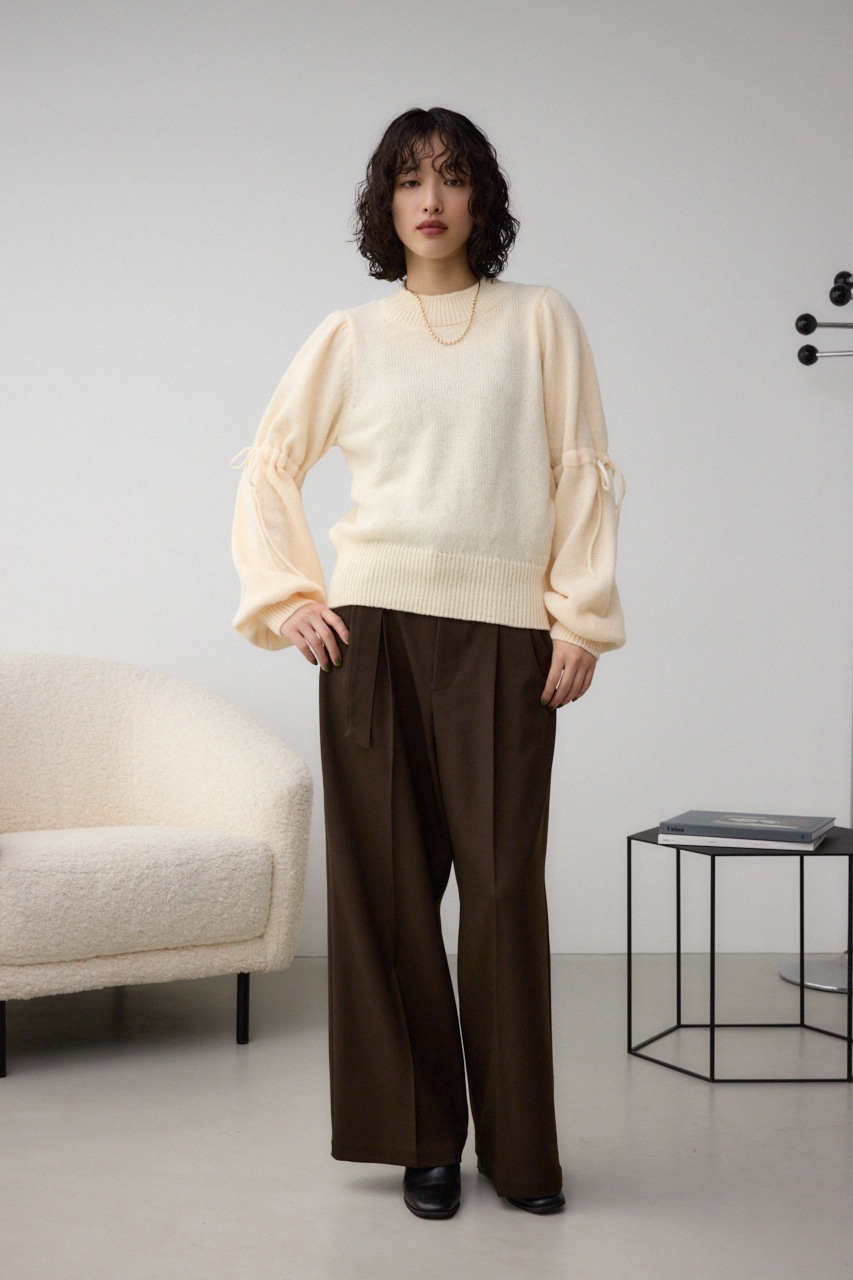 袖リボンデザインニット IVOY FREE