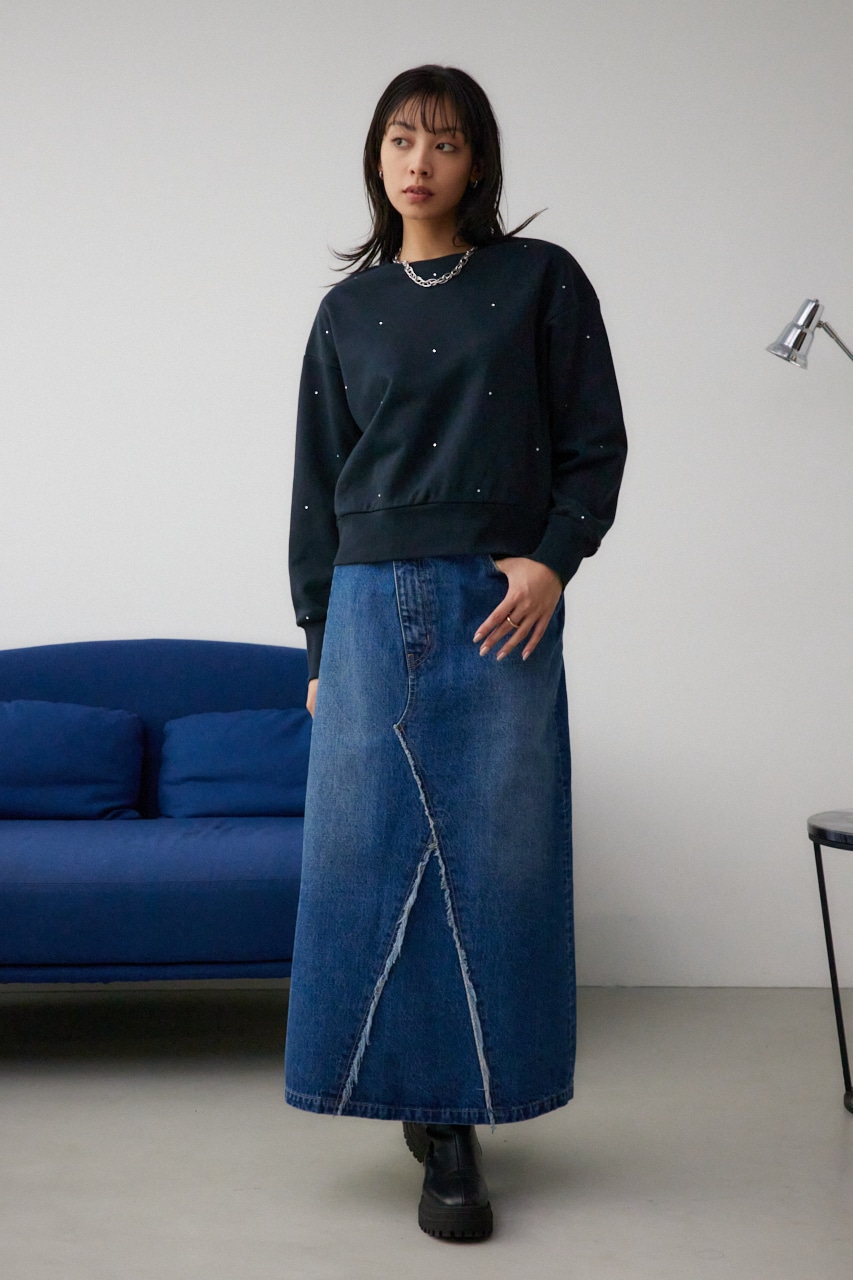 ラインストーンウラケトップス BLK FREE