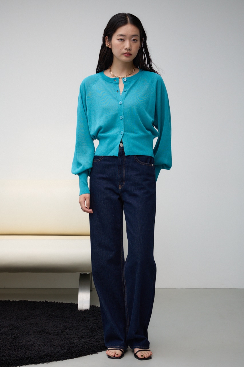 シアーニットカーディガン BLU FREE