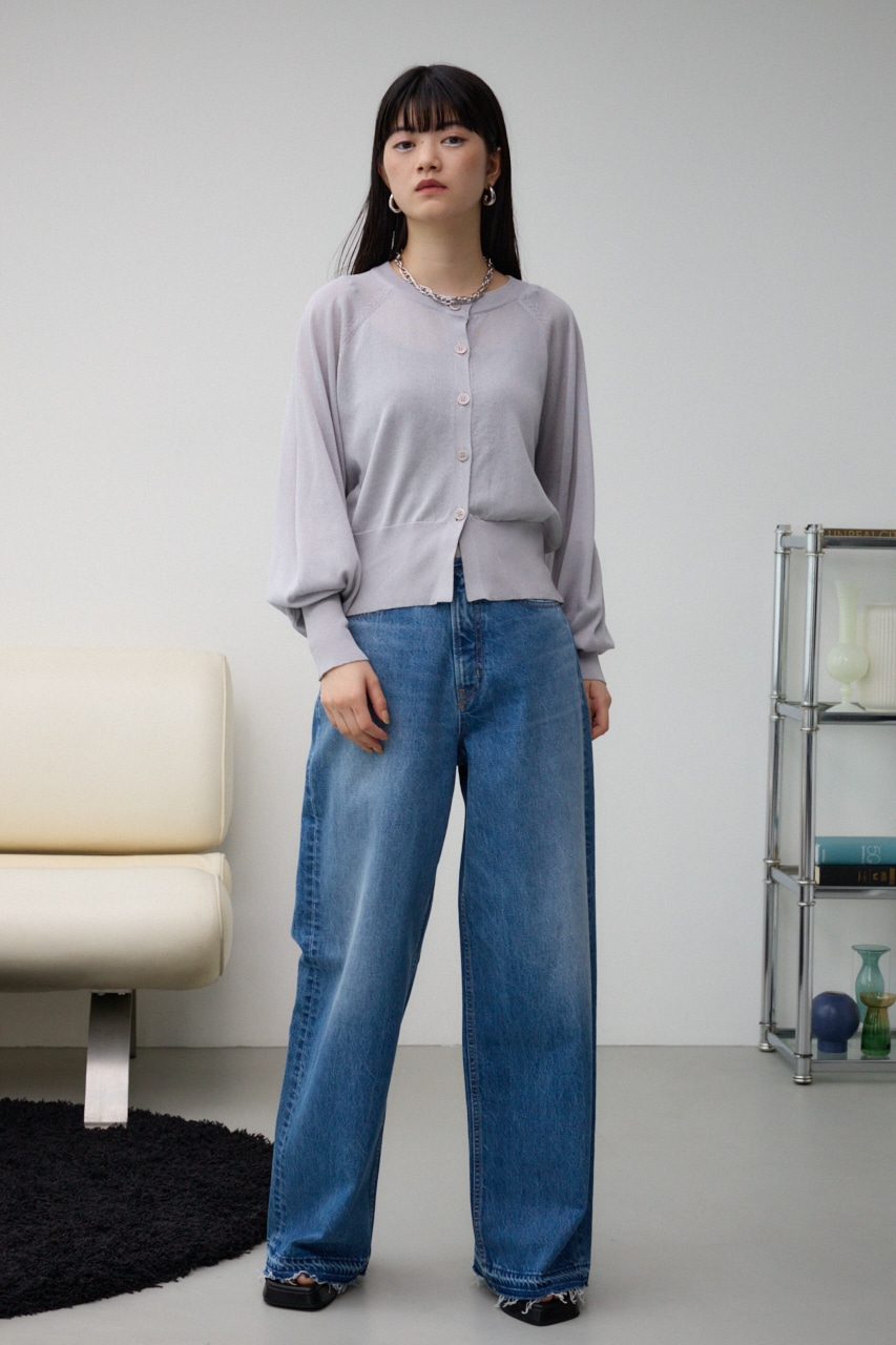 シアーニットカーディガン L/GRY FREE