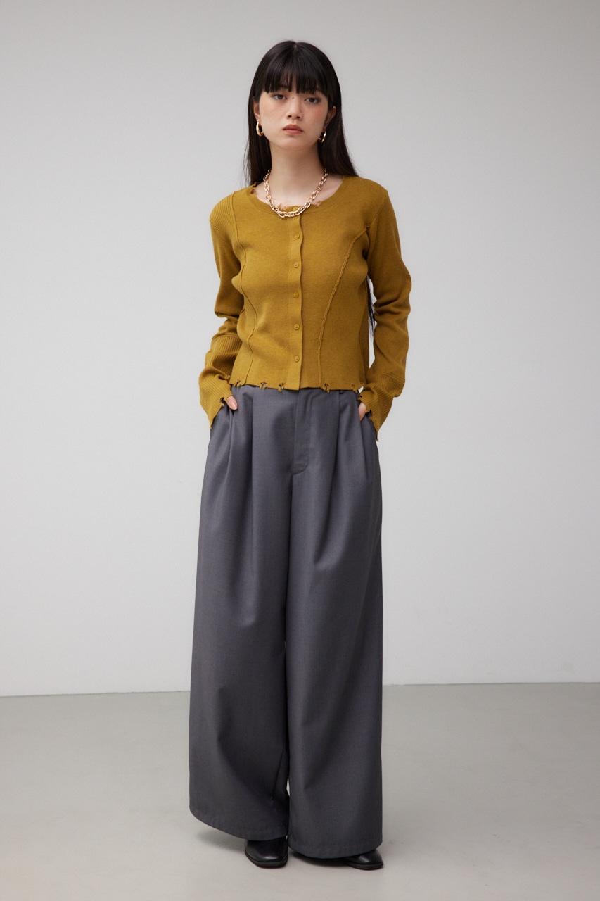 ダメージスイッチングカーディガン D/YEL FREE