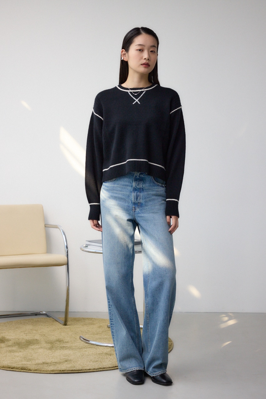 スウェットライクニットプルオーバー BLK FREE