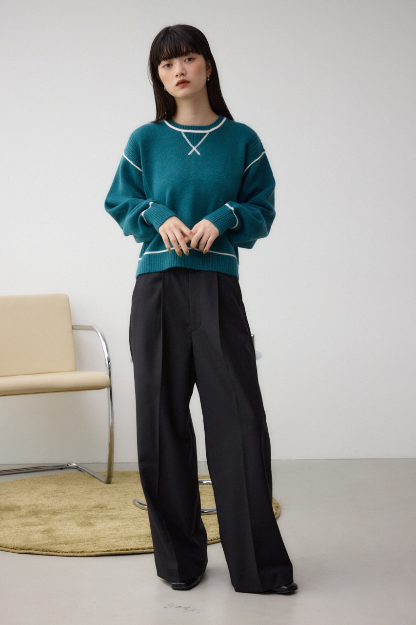 スウェットライクニットプルオーバー D/BLU FREE