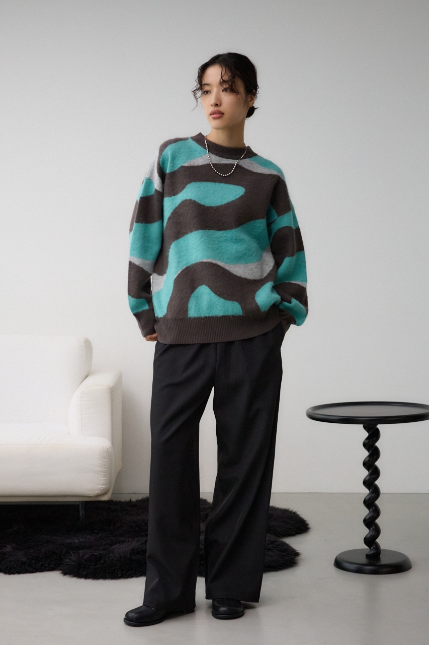 マーブルジャガードニットトップス 柄MINT FREE