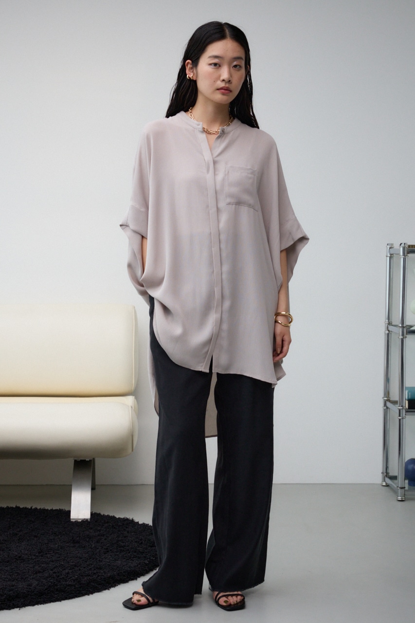 ポンチョ型楊柳シャツ GRY FREE