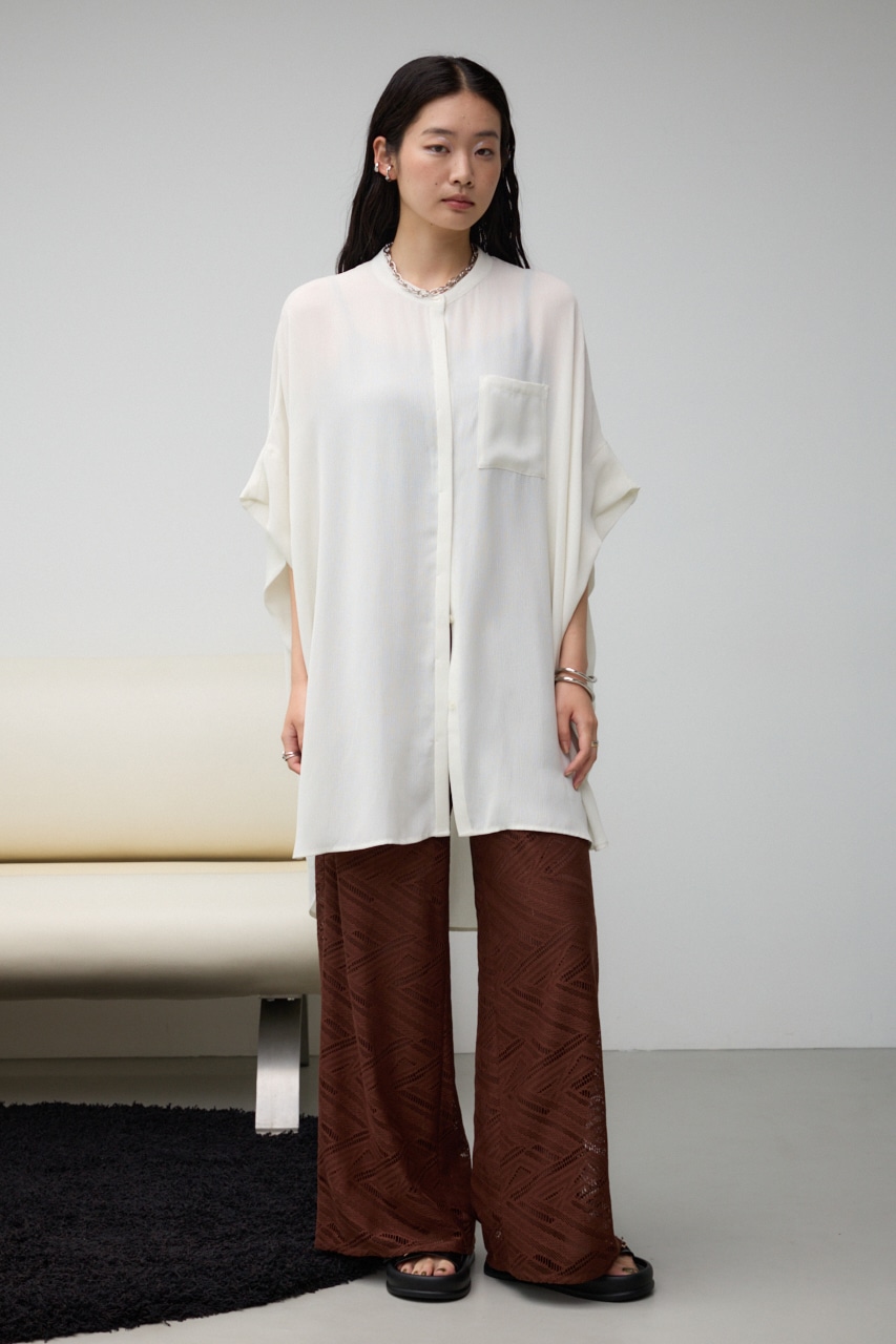 ポンチョ型楊柳シャツ IVOY FREE