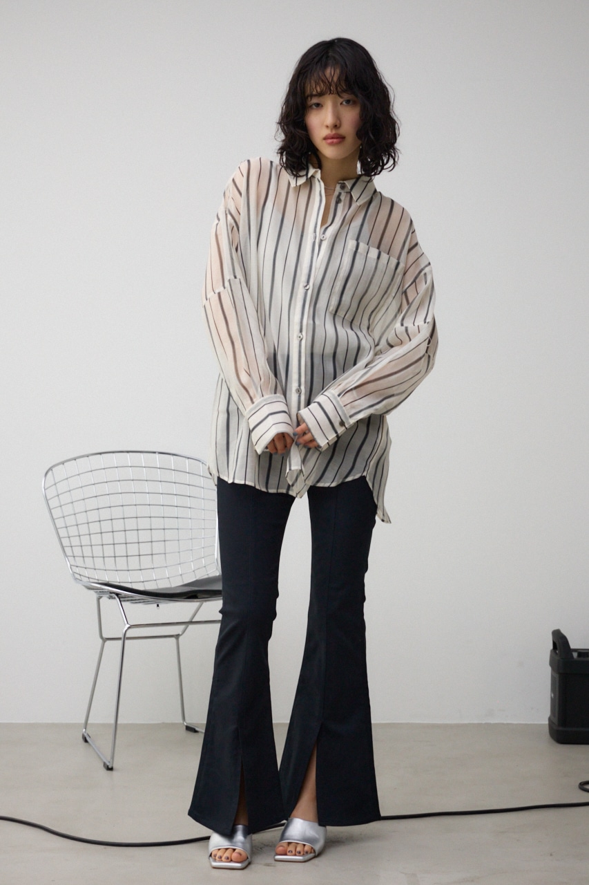 バックスリットシアーオーバーシャツ 柄WHT FREE