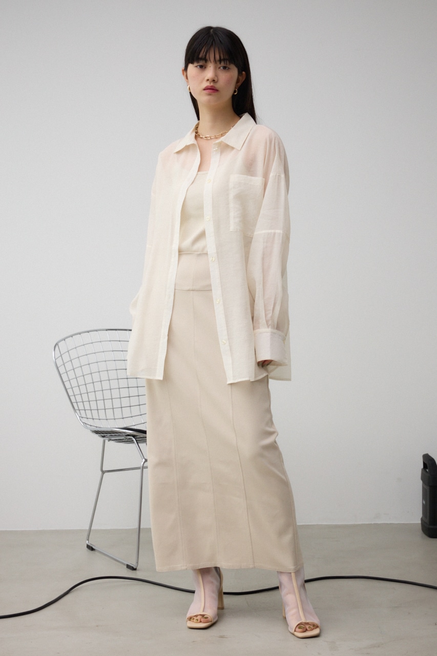 バックスリットシアーオーバーシャツ O/WHT FREE