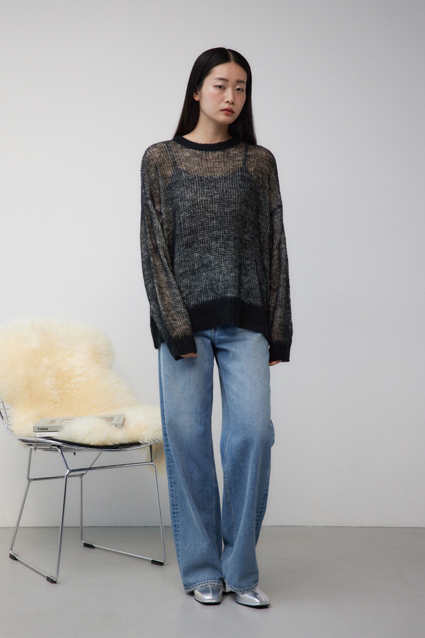 リバーシブルシアーニット BLK FREE