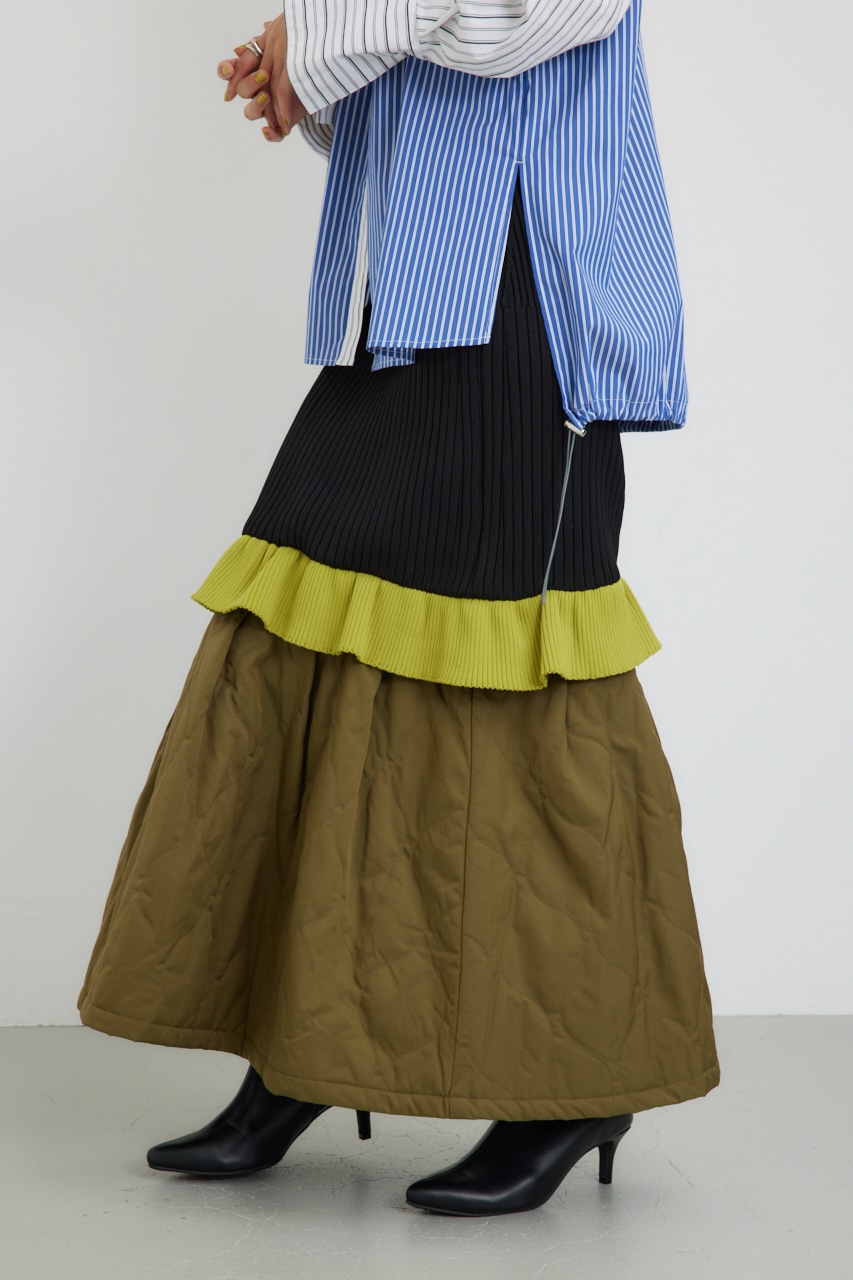 【PLUS】ドッキングキルティングマーメイドスカート BLK M