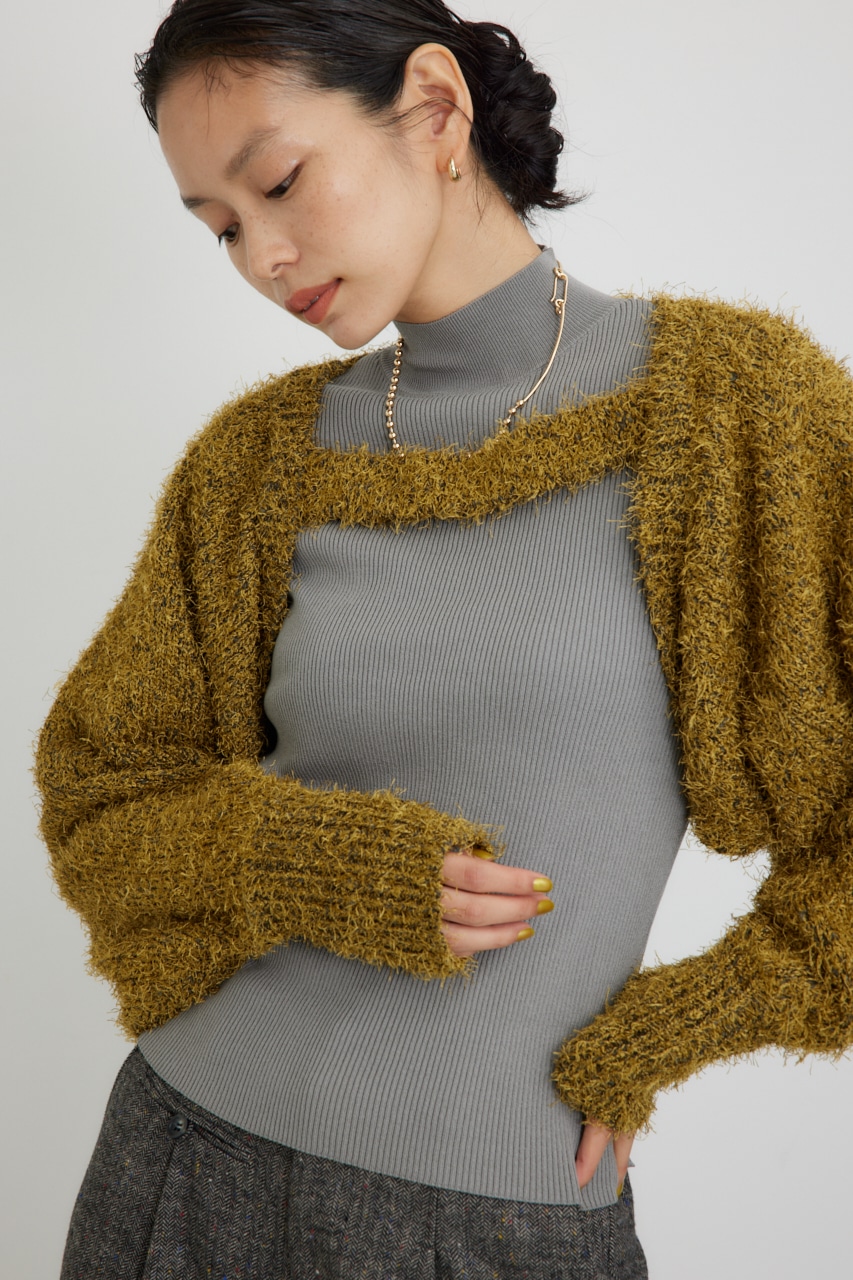 【PLUS】ショートボレロレイヤードセットニット D/YEL FREE