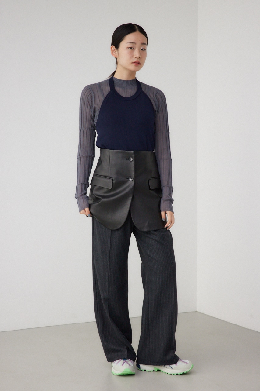 【PLUS】ホルターネックレイヤードセットニット NVY FREE