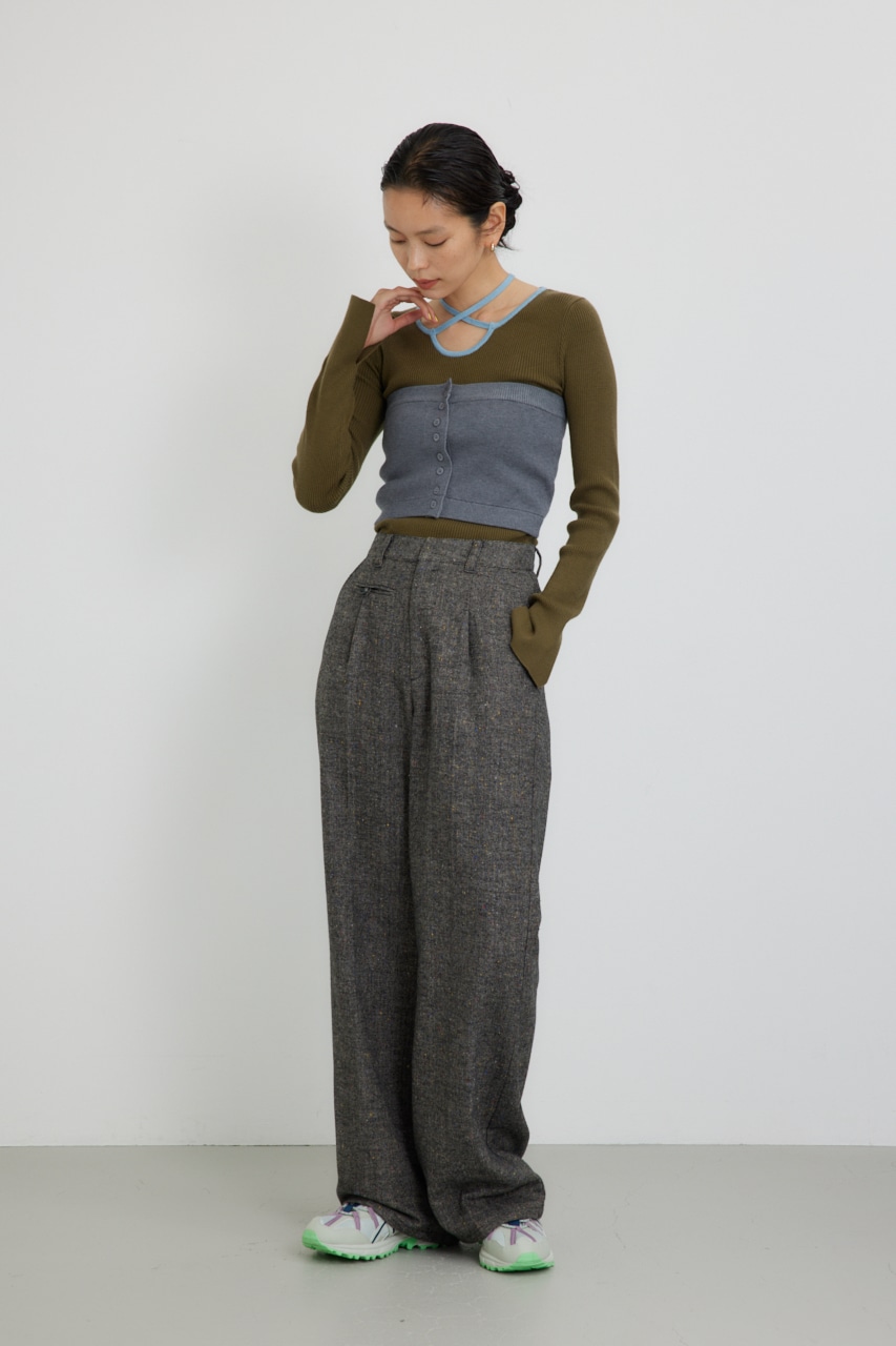 【PLUS】ベストレイヤードホルターネックニット KHA FREE