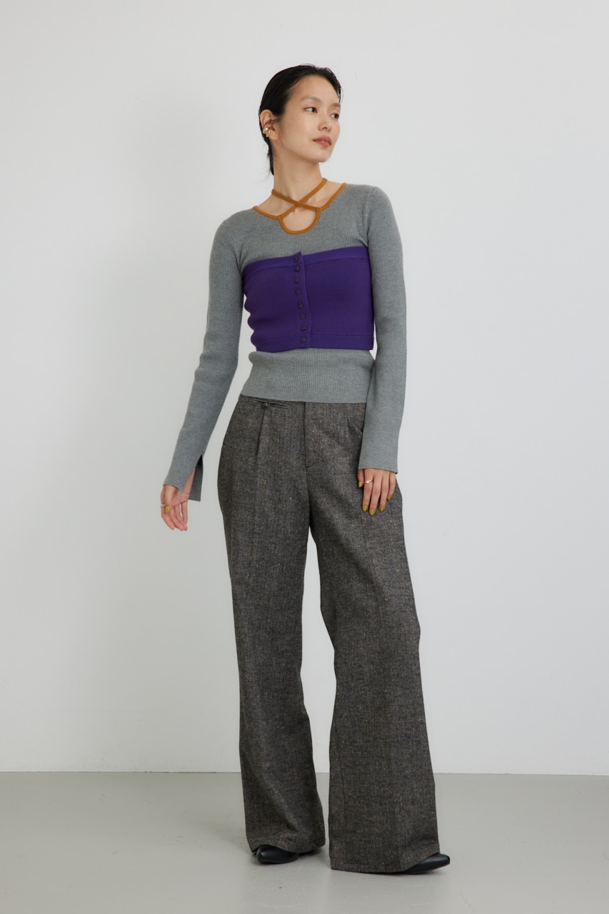 【PLUS】ベストレイヤードホルターネックニット T.GRY FREE